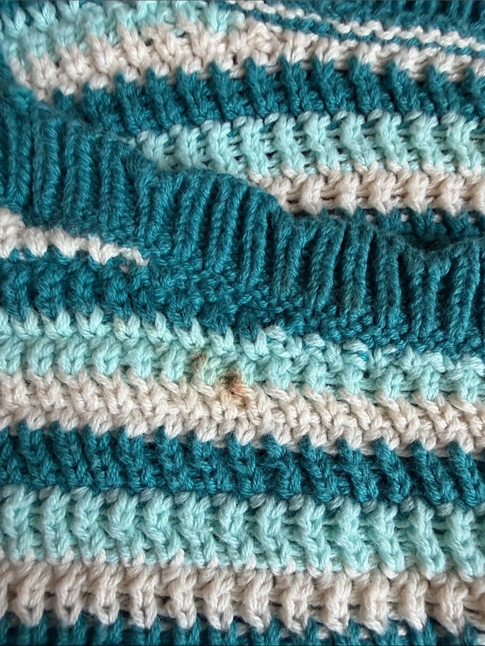Striped Teal and White Knit Crop Top and Skirt set.